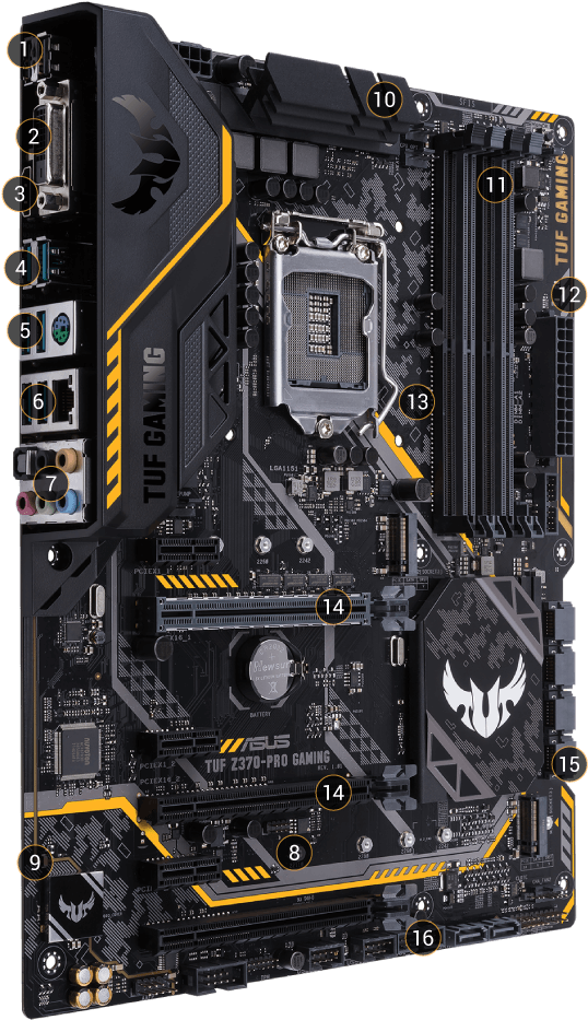 T U F Z370 P R O Gaming Motherboard PNG