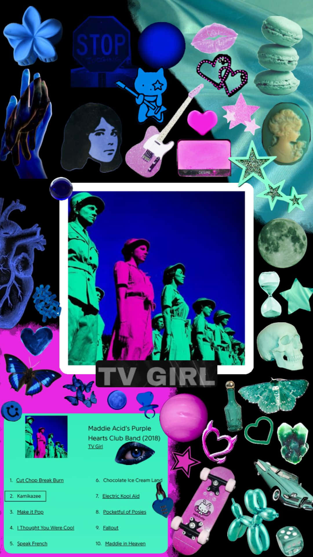 T V Girl Collage Art Wallpaper