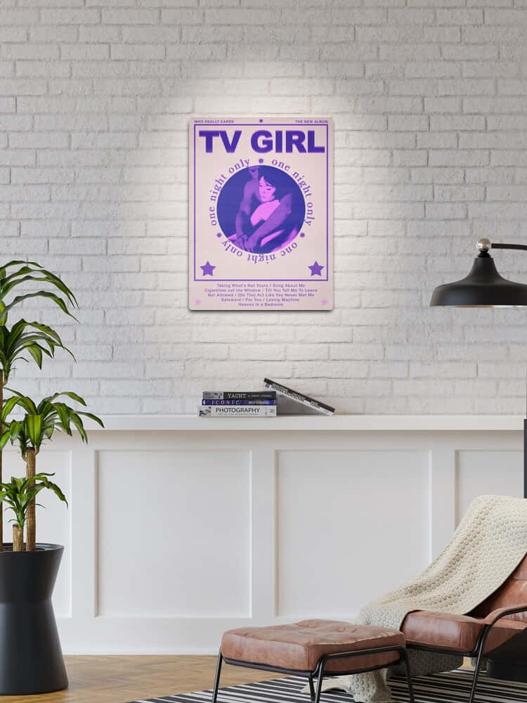 T V Girl Poster Modern Interior Wallpaper