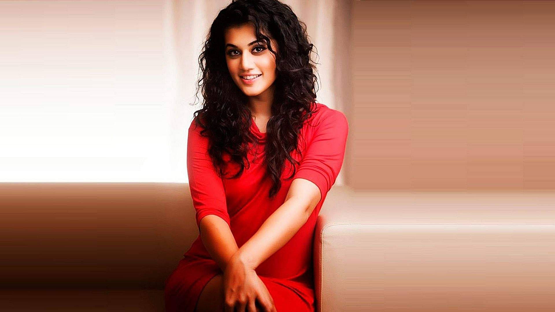Taapsee Pannu In Red Dress Wallpaper