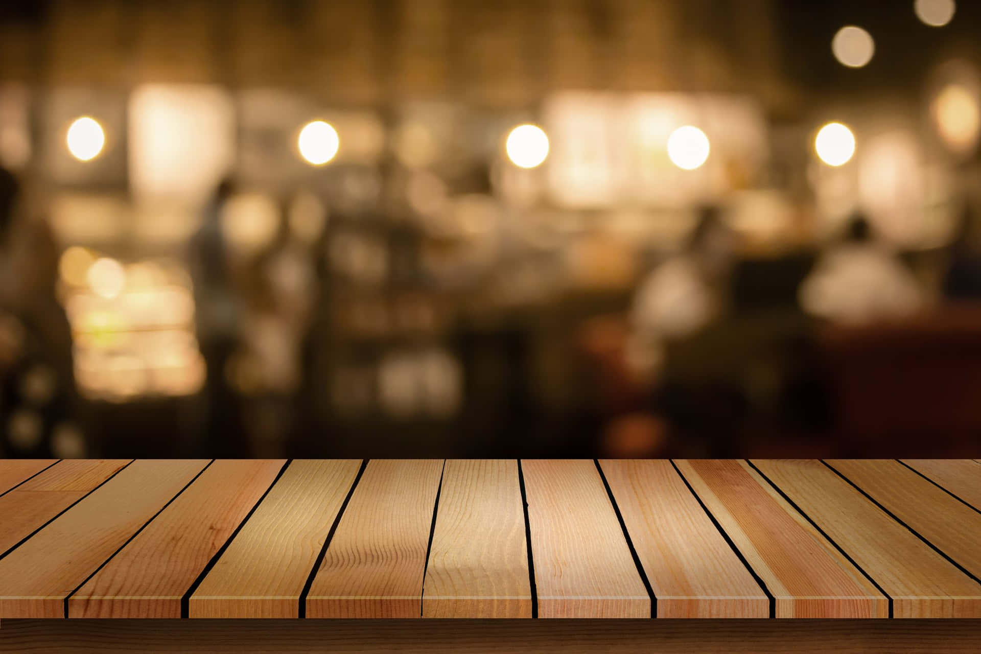 Table Against Cafe Restaurant Background