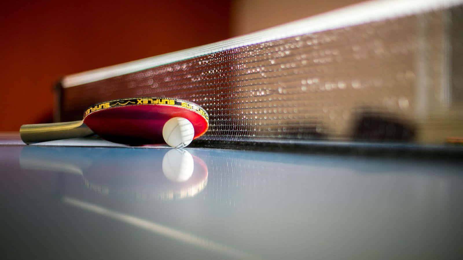 Ping Pong Table With Ball On It