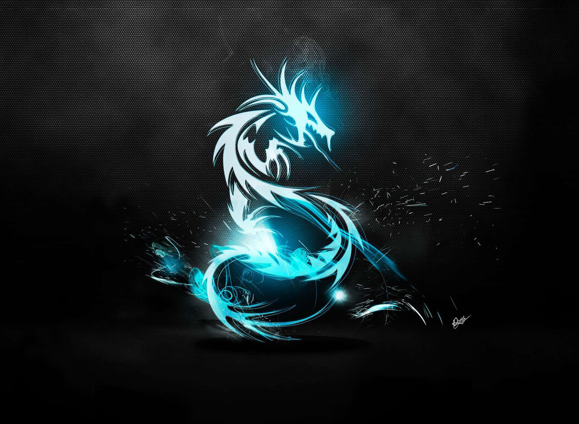A Blue Dragon On A Black Background