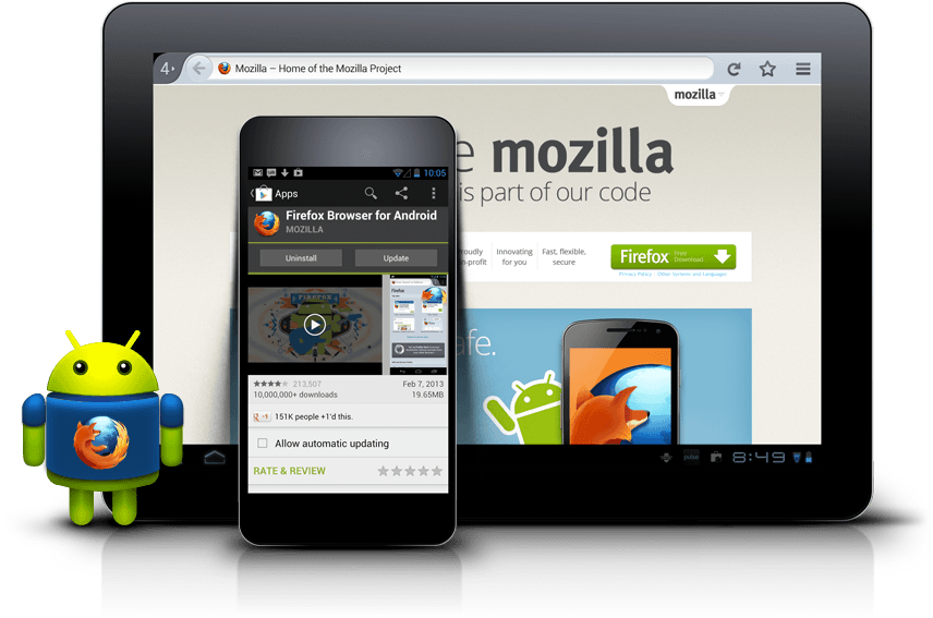 Tablet Displaying Firefox Browser Android App PNG
