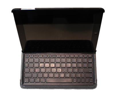 Tabletwith Keyboard Caseon Black Background PNG