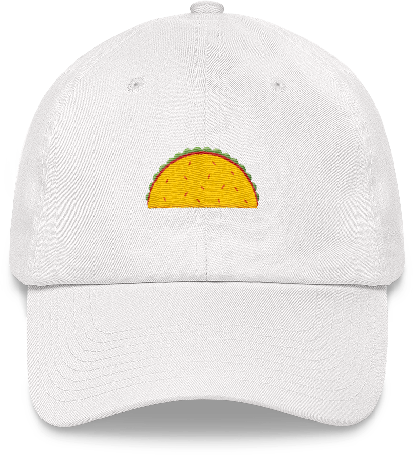 Taco Embroidered White Baseball Cap PNG