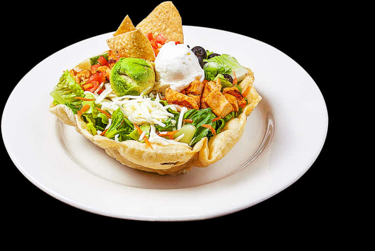 Taco Salad Plate White Background PNG