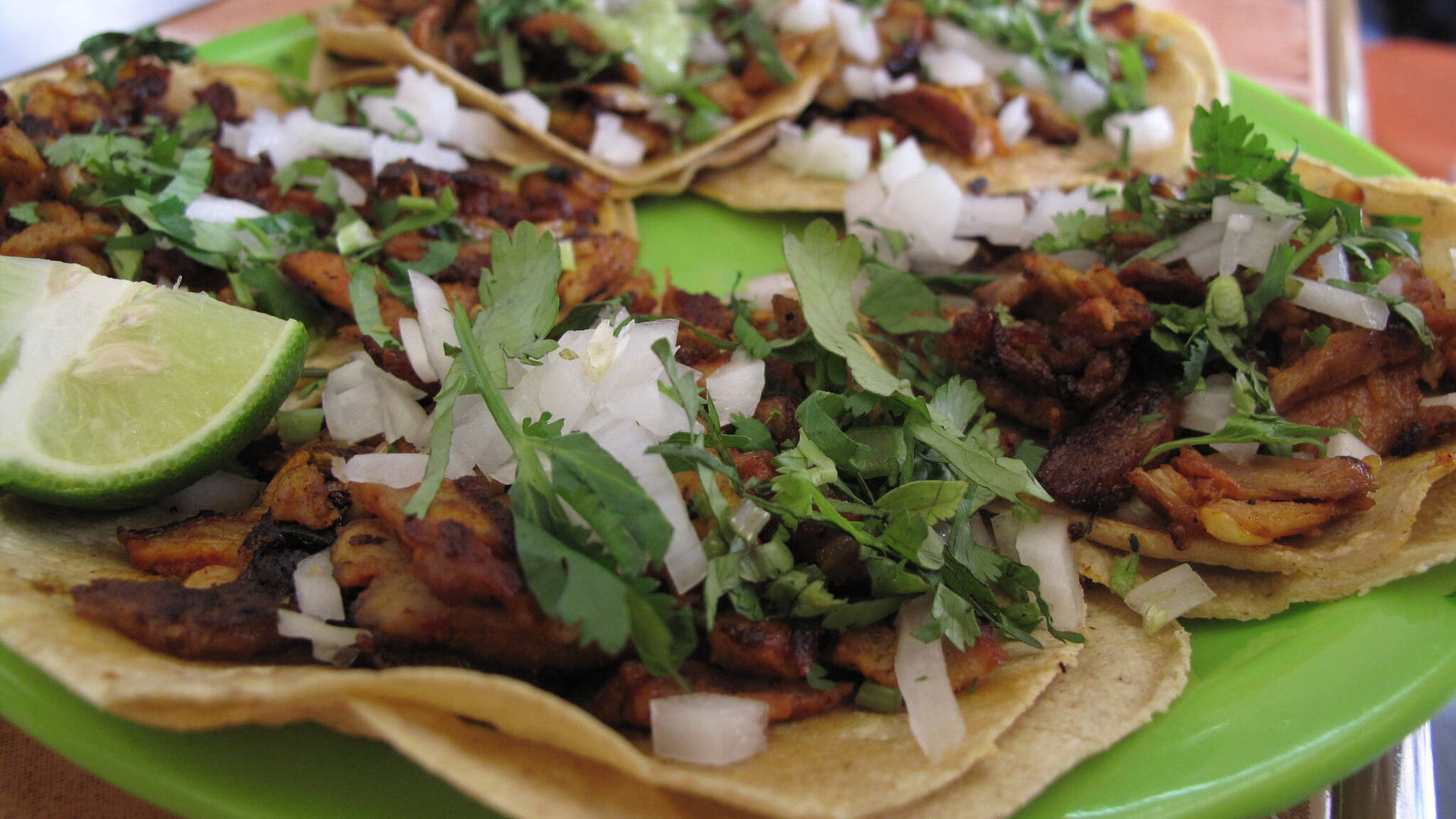 Tacos Al Pastor med frisk koriander Wallpaper