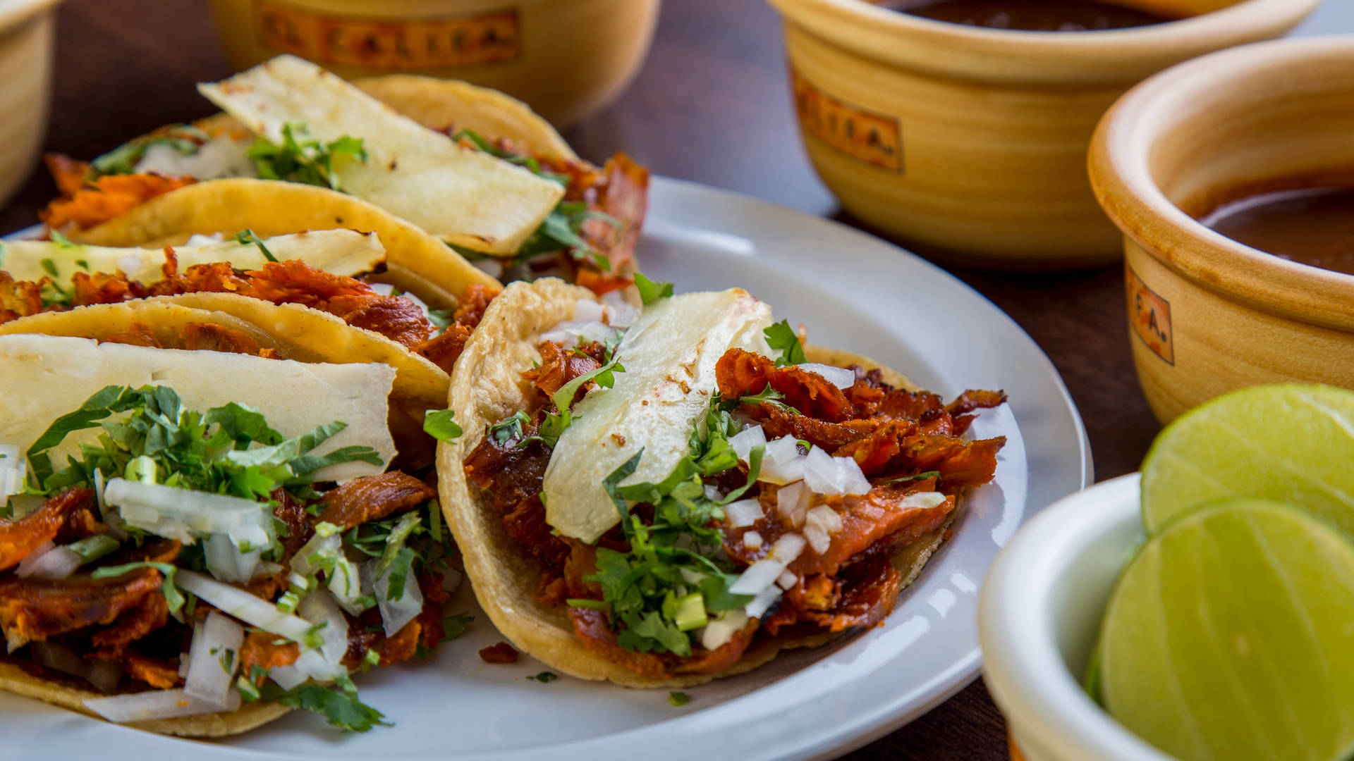 Tacos Al Pastor With Lime Fruit Wallpaper