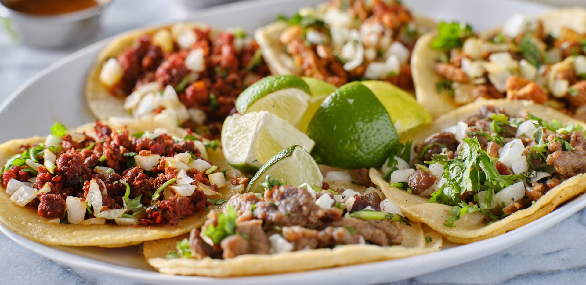 Tacos Al Pastor With Lime Slices Wallpaper