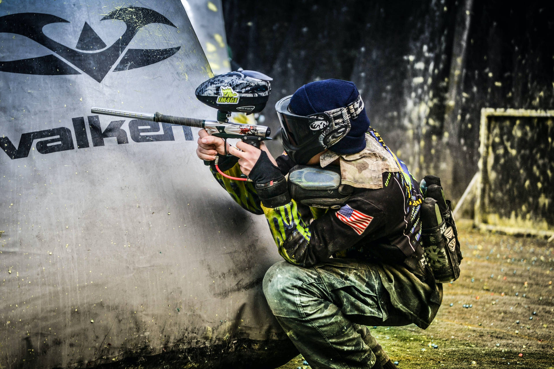 Tactical Lean Behind Valken Paintball Bunker Picture