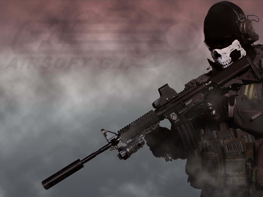 A Soldier With A Rifle And A Mask Wallpaper