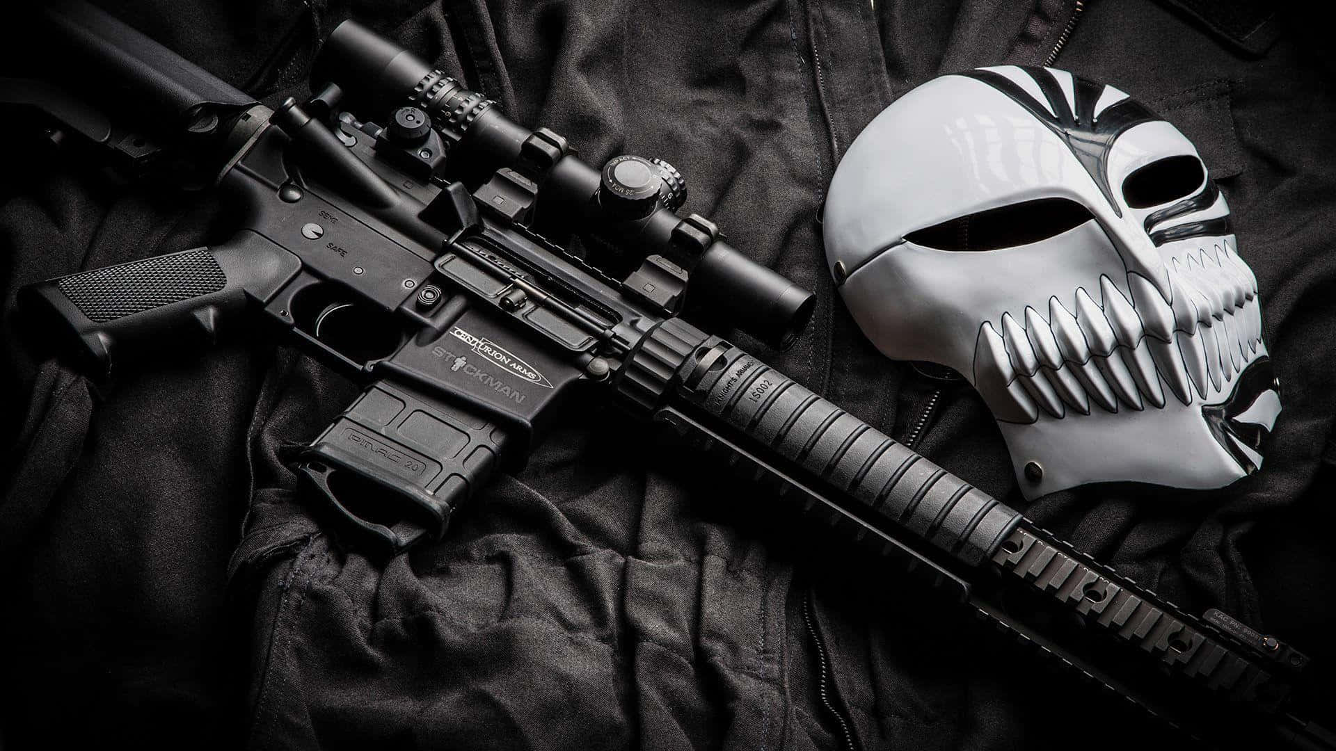 Tactical Rifleand Skull Mask Wallpaper