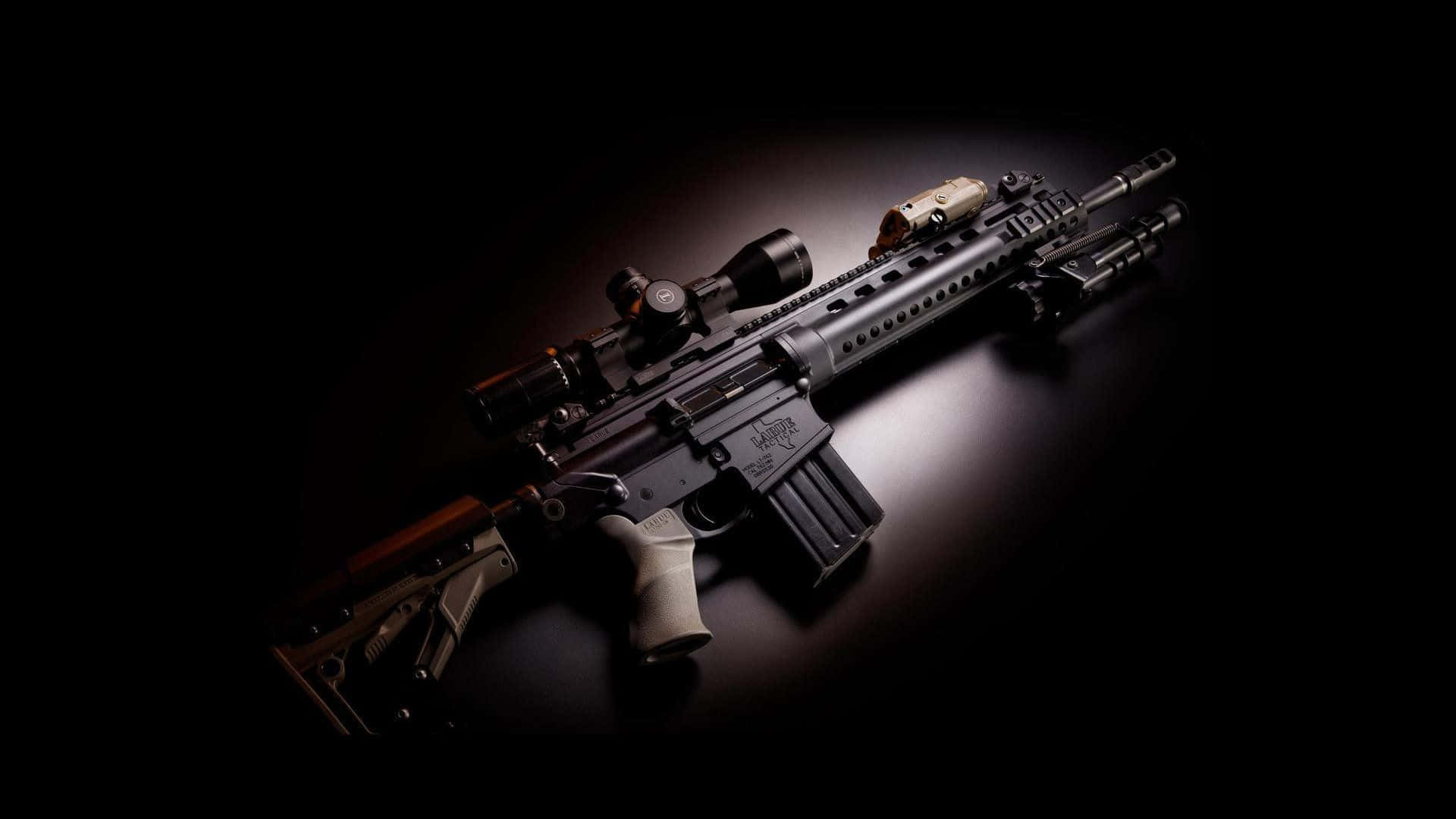 A Rifle Is Shown On A Black Background Wallpaper
