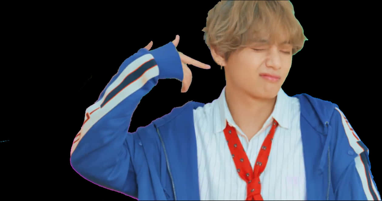 Taehyung Casual Pose Black Background PNG