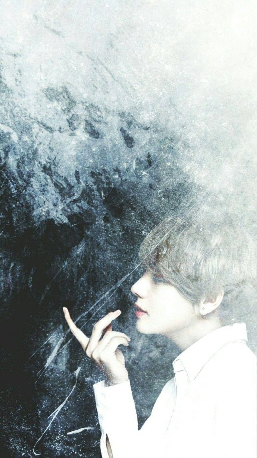 Download Taehyung Cute Grungy Portrait Wallpaper 