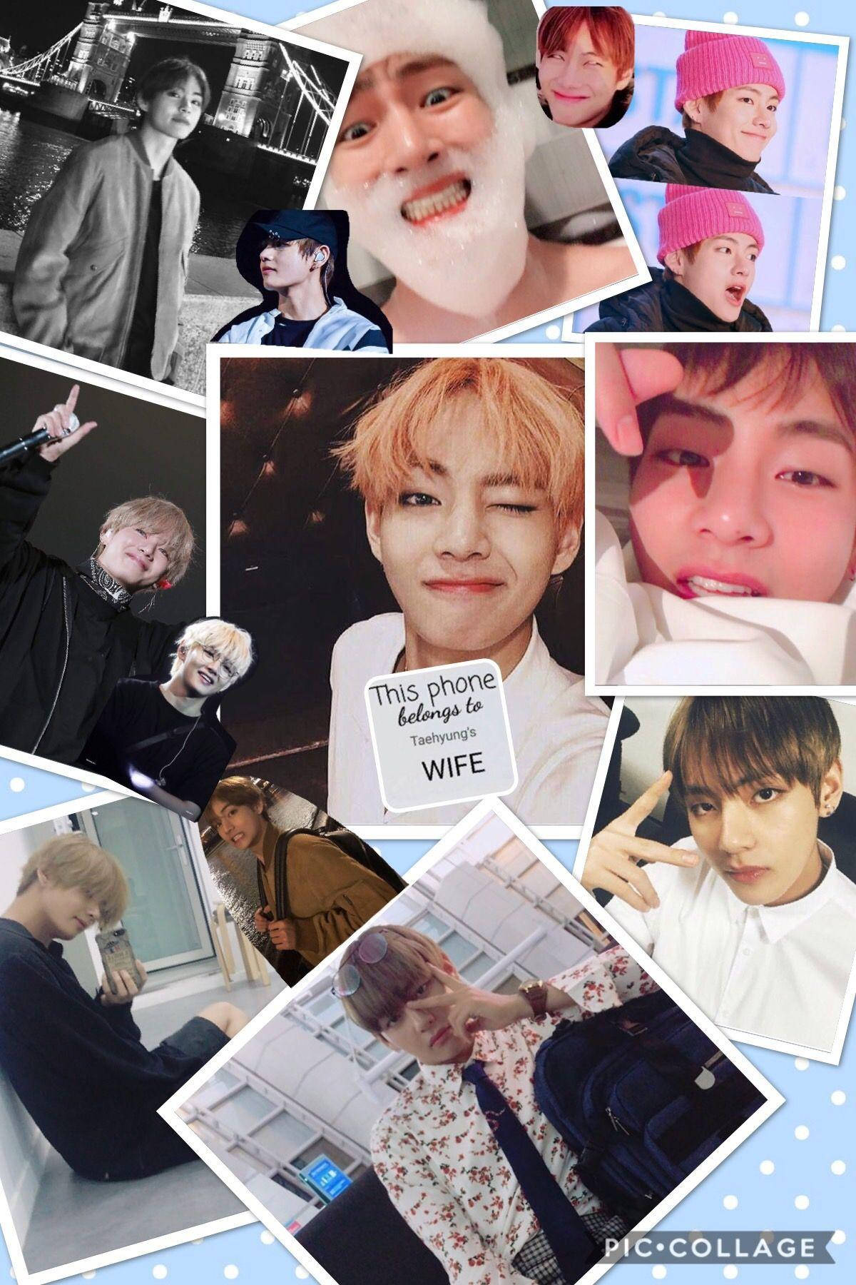 Taehyung Cute Picture Collage Wallpaper