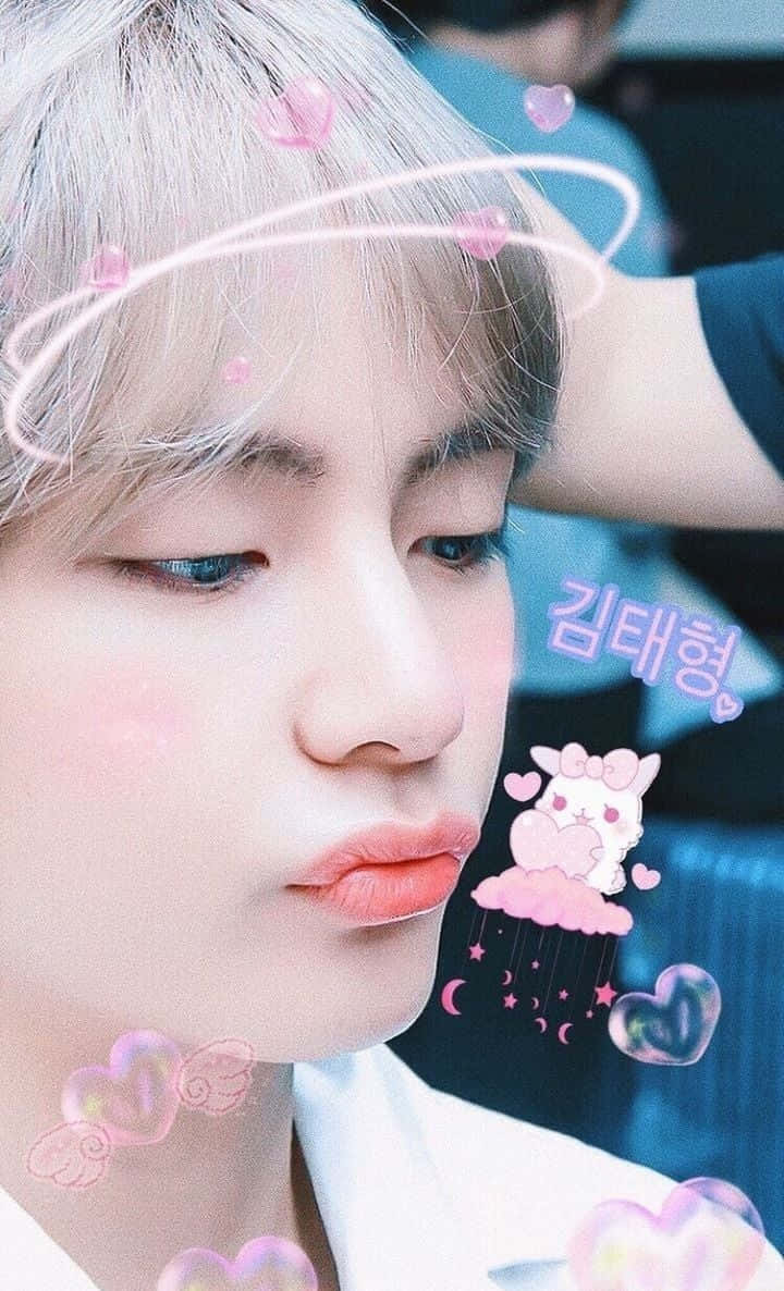 Taehyung Pink Hearts Picture