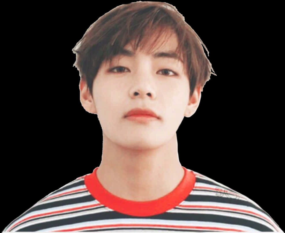 Taehyung_ Striped_ Shirt_ Portrait PNG