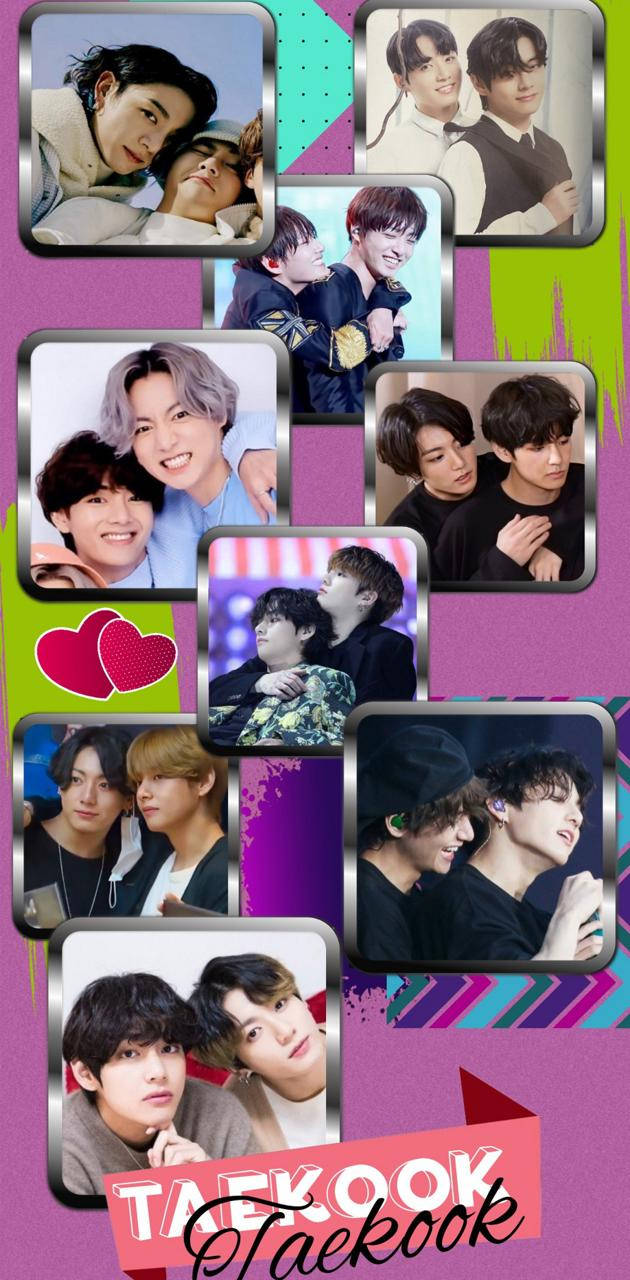 Download Taekook BTS Y2K Photo Collage Wallpaper | Wallpapers.com