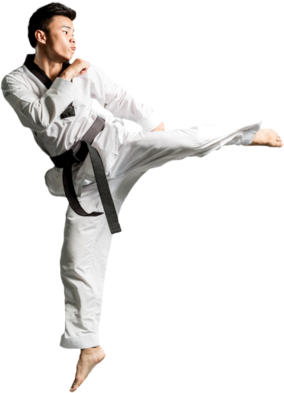 Taekwondo Black Belt Kick Action PNG