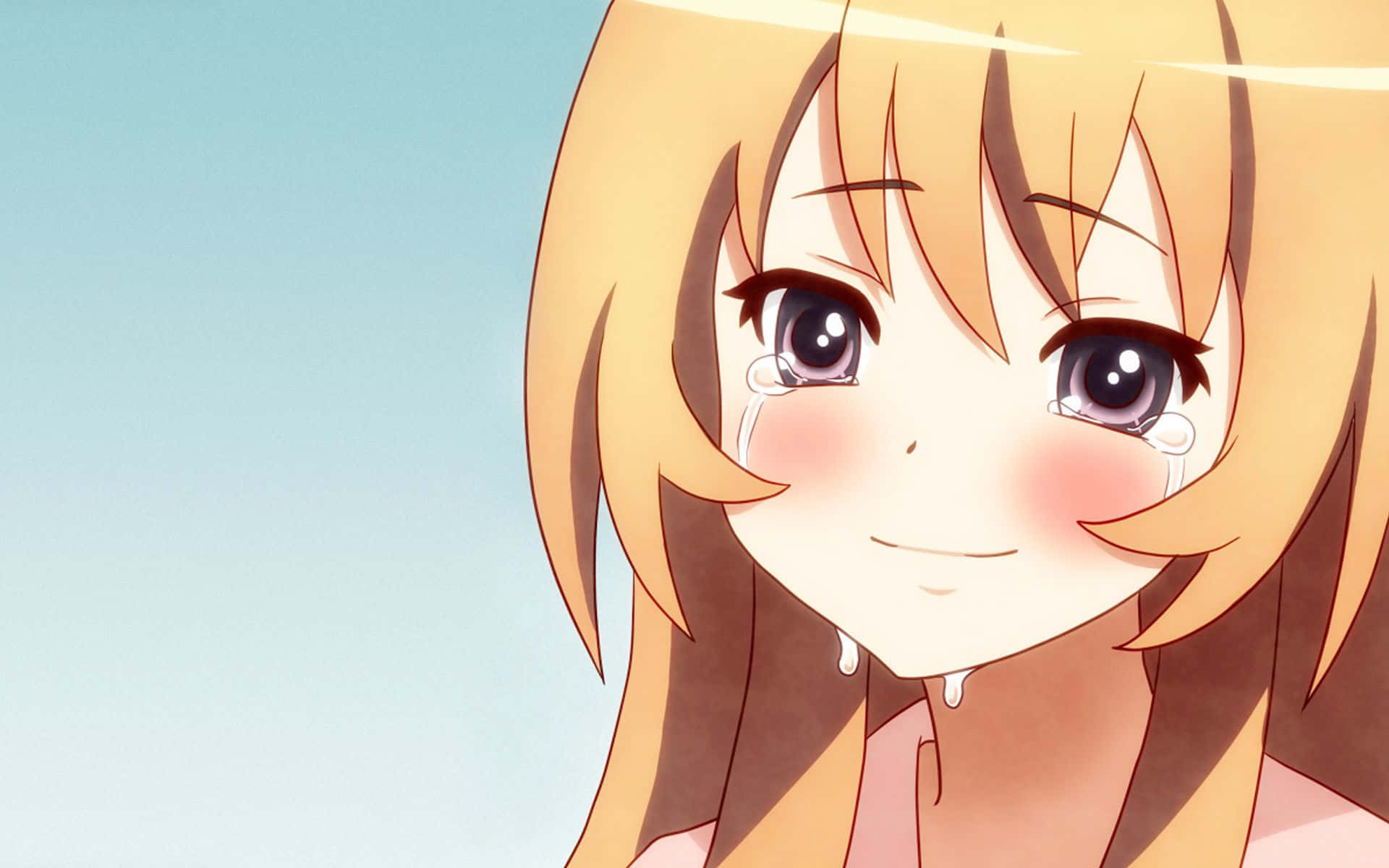 anime girls crying smiling