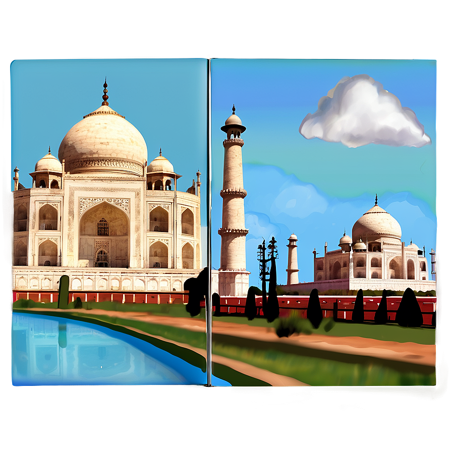Taj Mahal Detailed Sketch Png Abk70 PNG