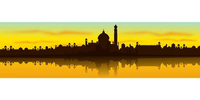 Taj Mahal Silhouette Sunset Reflection PNG