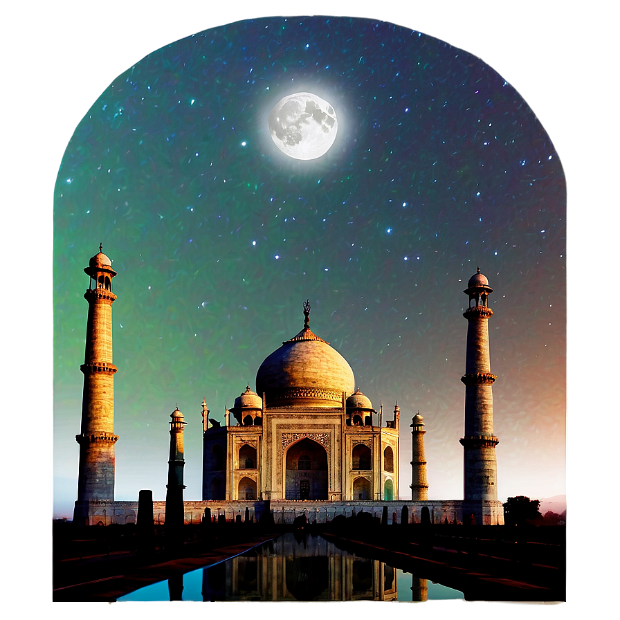 Taj Mahal Under Moonlight Png Wmt PNG