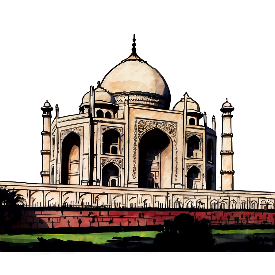 Taj Mahal Watercolor Painting Png 06252024 PNG