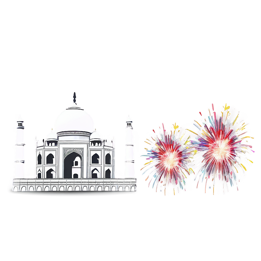 Taj Mahal With Fireworks Png 06252024 PNG