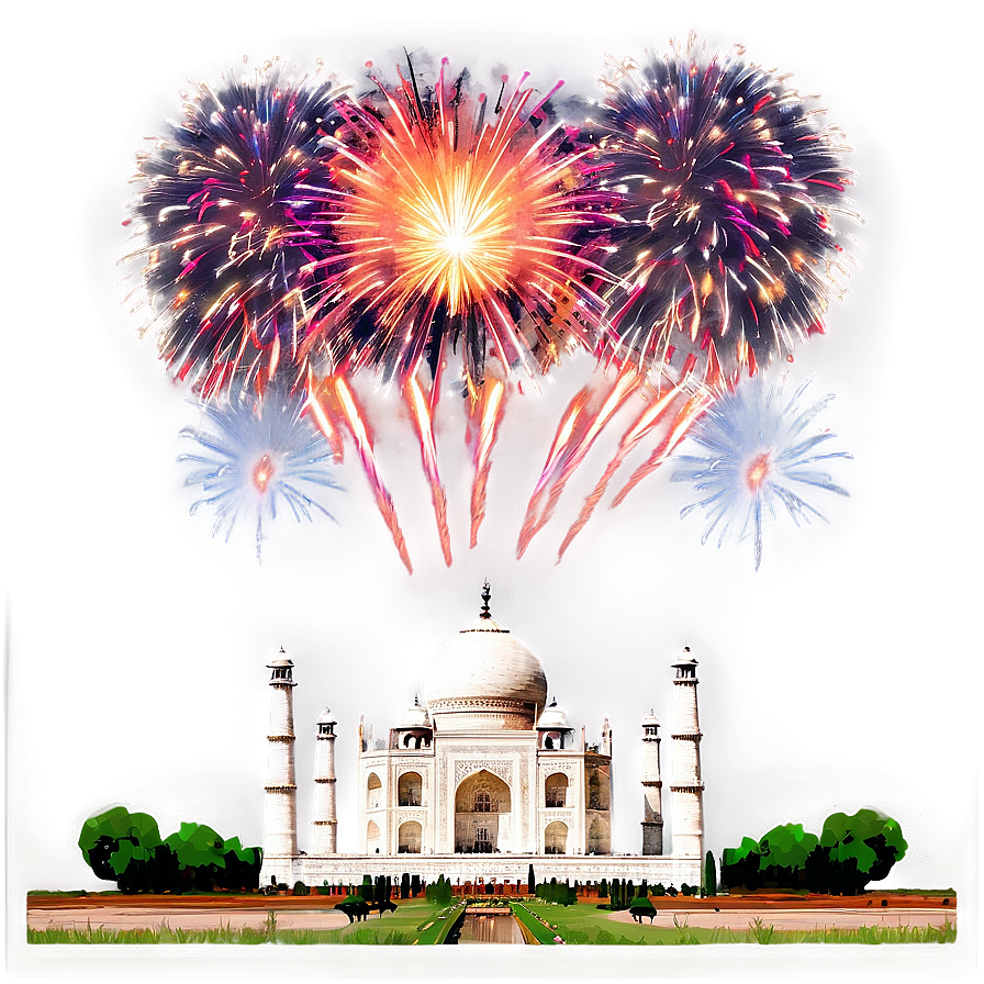 Taj Mahal With Fireworks Png 98 PNG