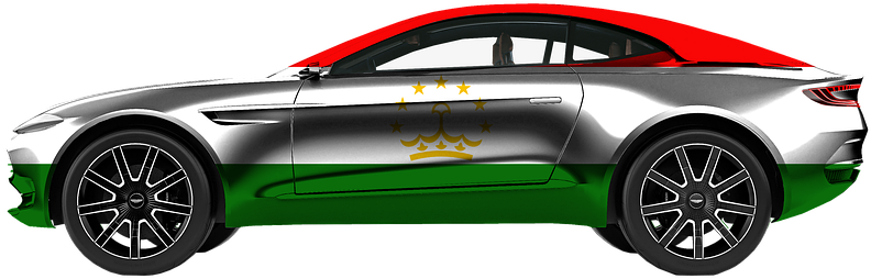 Tajikistan Flag Themed Sports Car PNG
