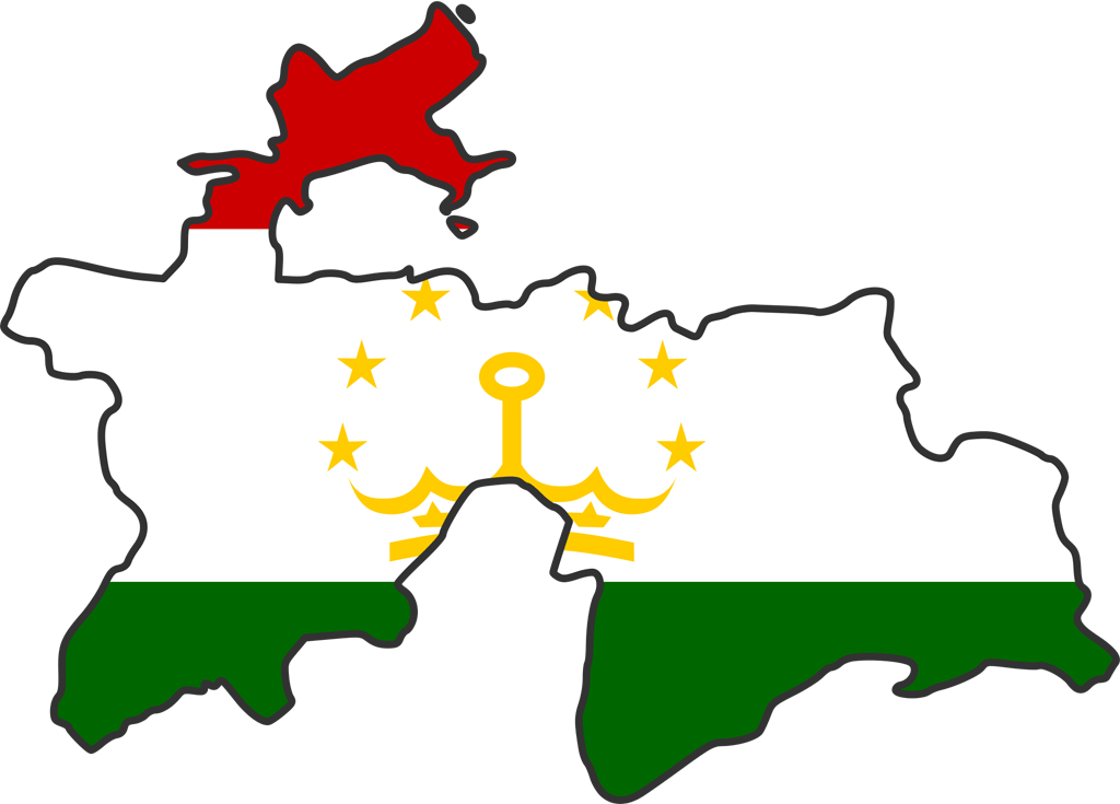 Tajikistan Map Outlined With Flag PNG