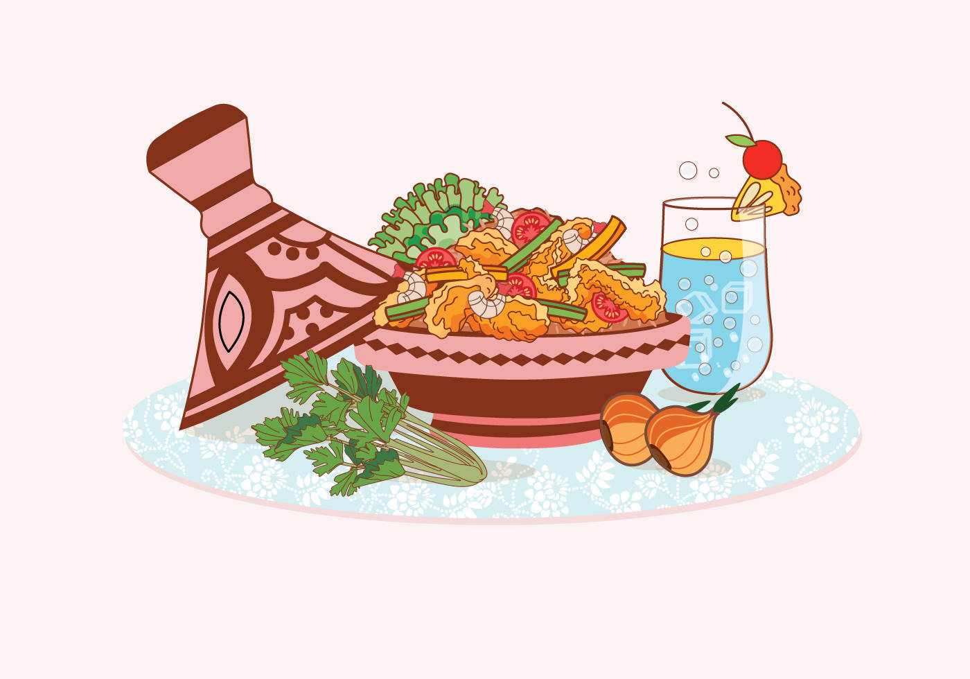 Traditional Tajine Dish Vector Art- Culinary Delights from Morocco Wallpaper