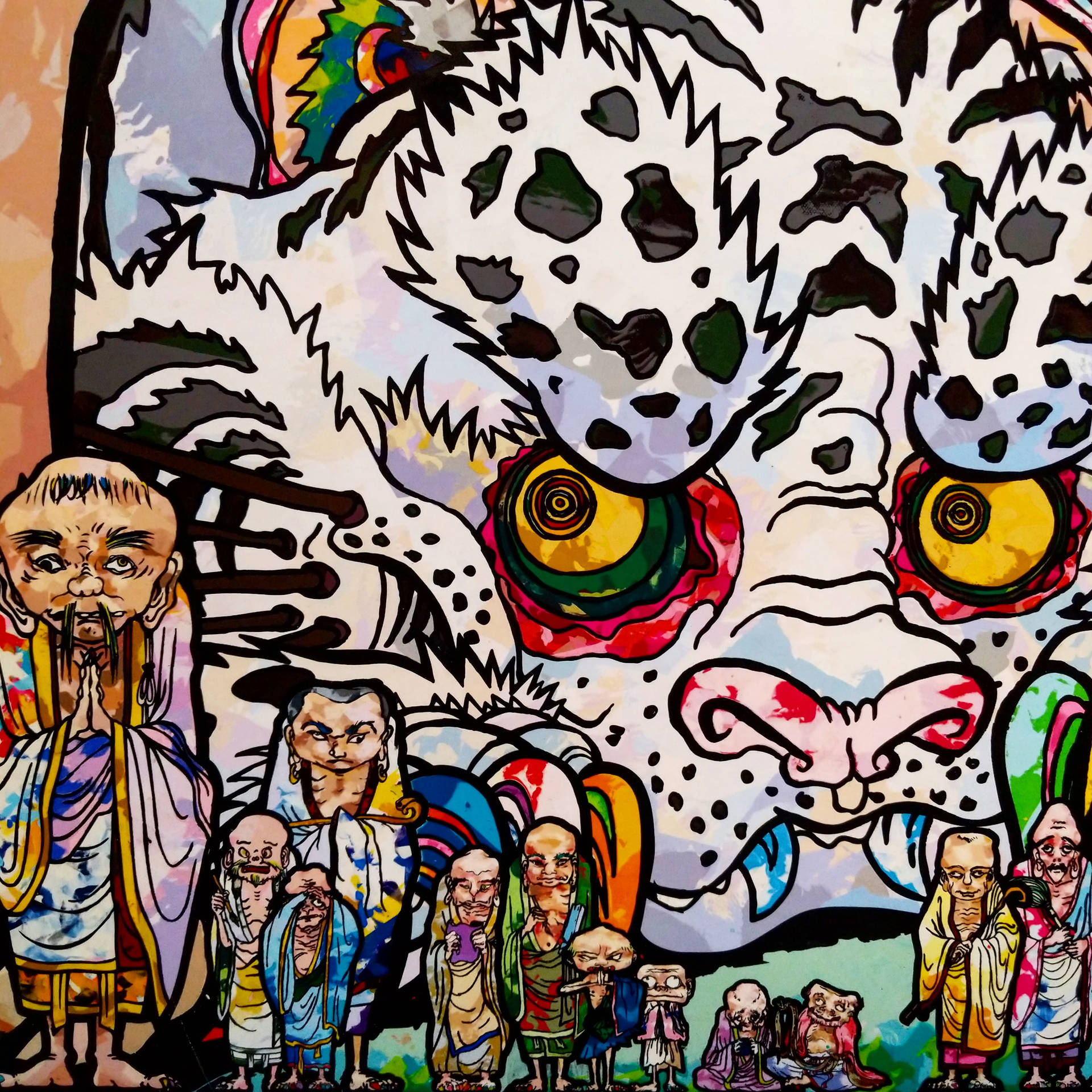 Takashi Murakami 4k White Tiger Background