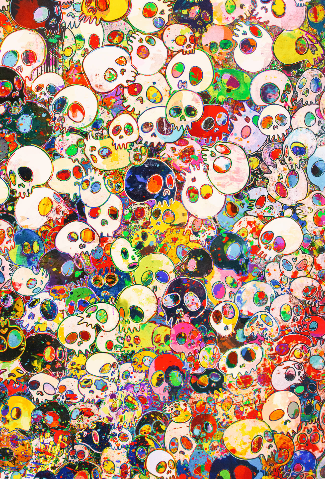 Takashi Murakami Skulls Large 4k Wallpaper