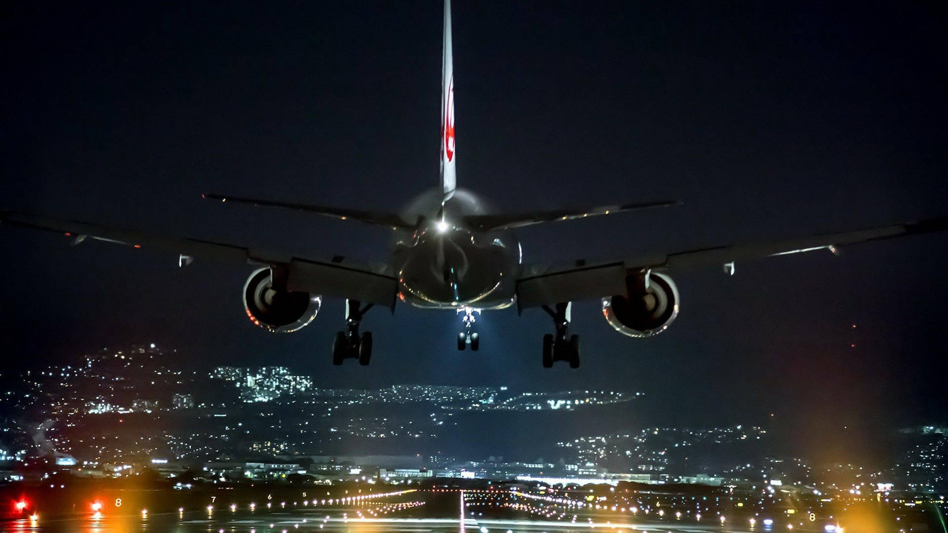 Takeoff Of A Black Airplane 4K Wallpaper