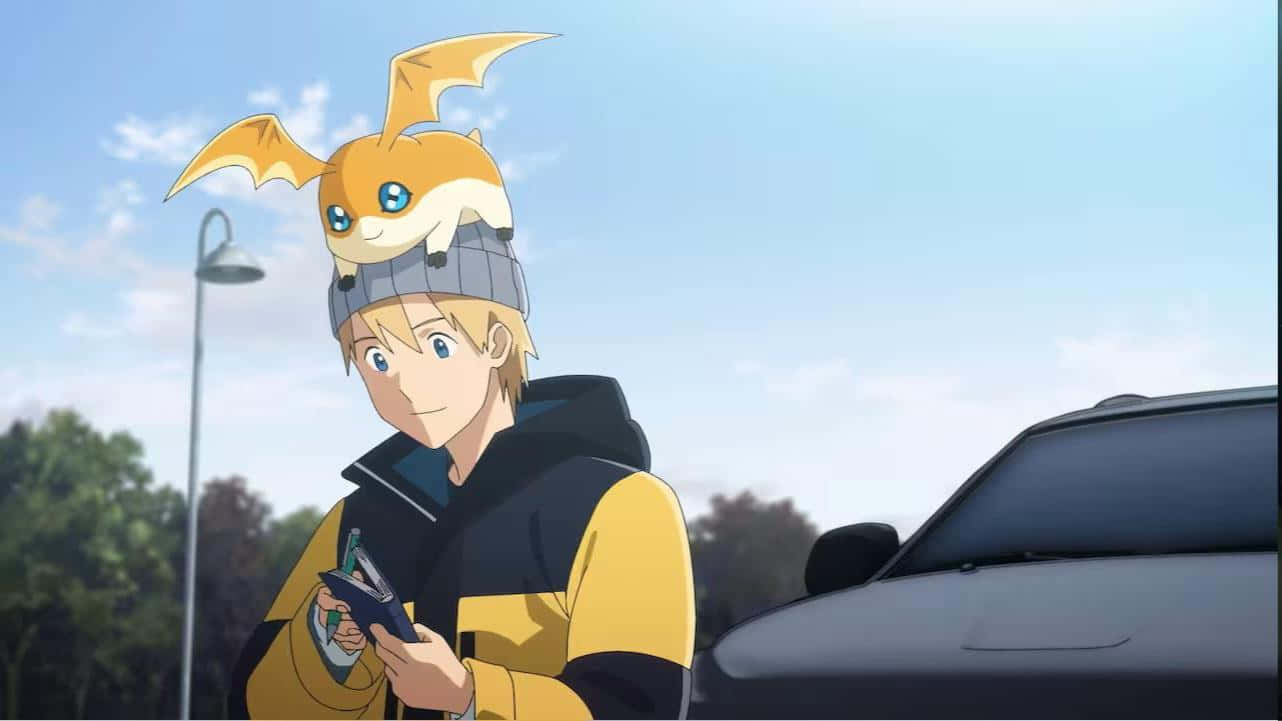 Takeru Og Patamon Venner For Alltid Bakgrunnsbildet