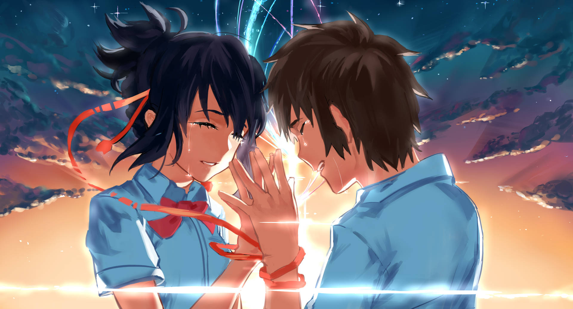 An Emotional Moment Between Taki & Mitsuha in 'Your Name' 4K Wallpaper