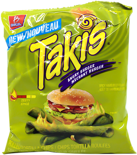 Takis Angry Burger Flavored Chips Package PNG