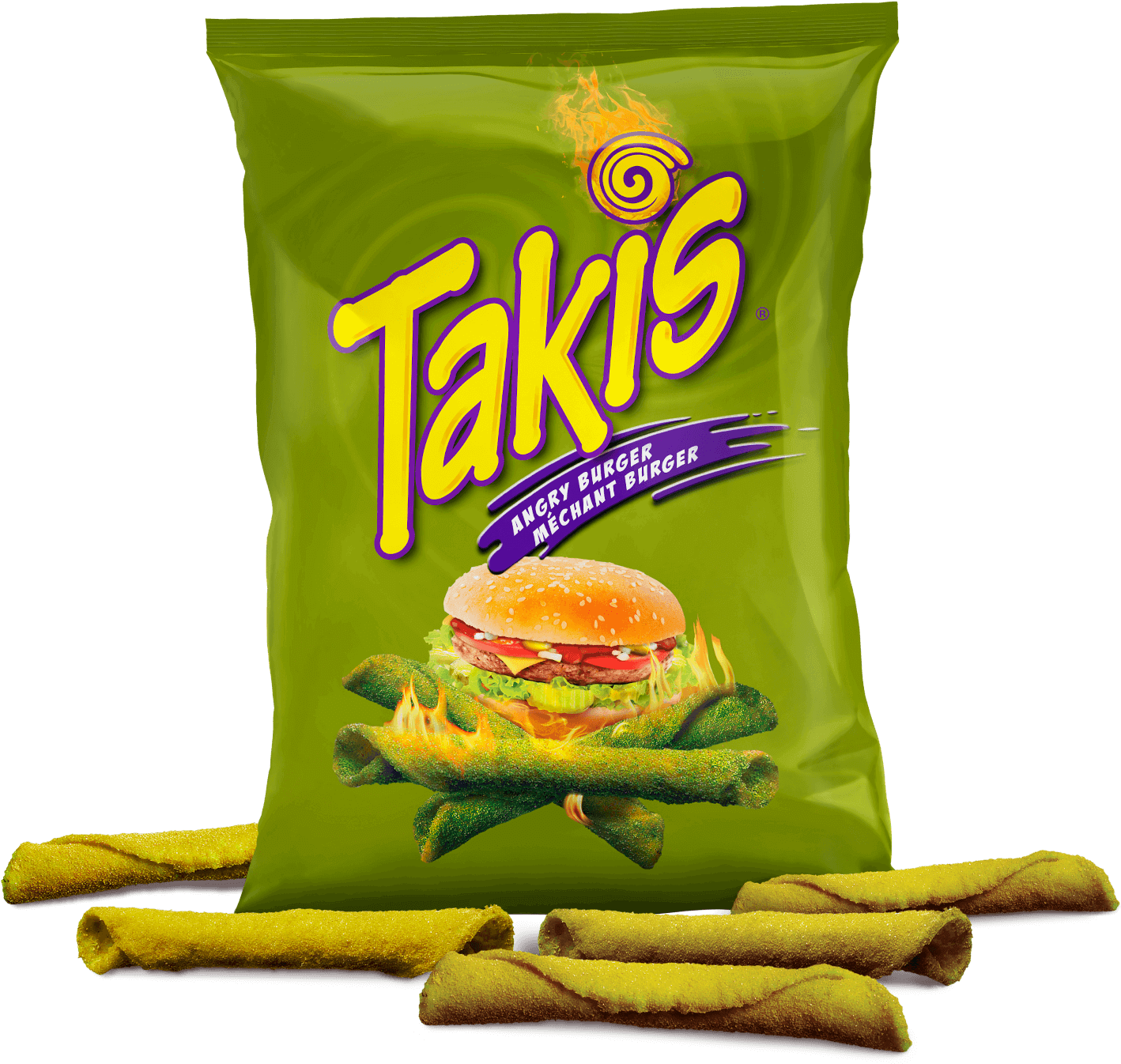 Takis Angry Burger Flavored Snack Packaging PNG