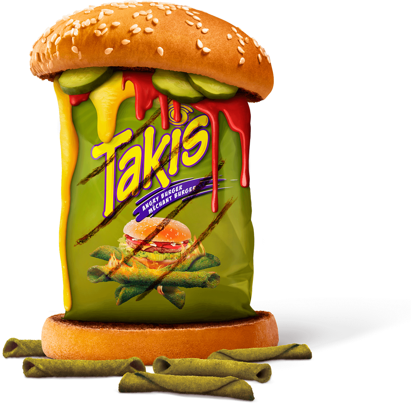Takis Burger Flavored Chips Promotion PNG