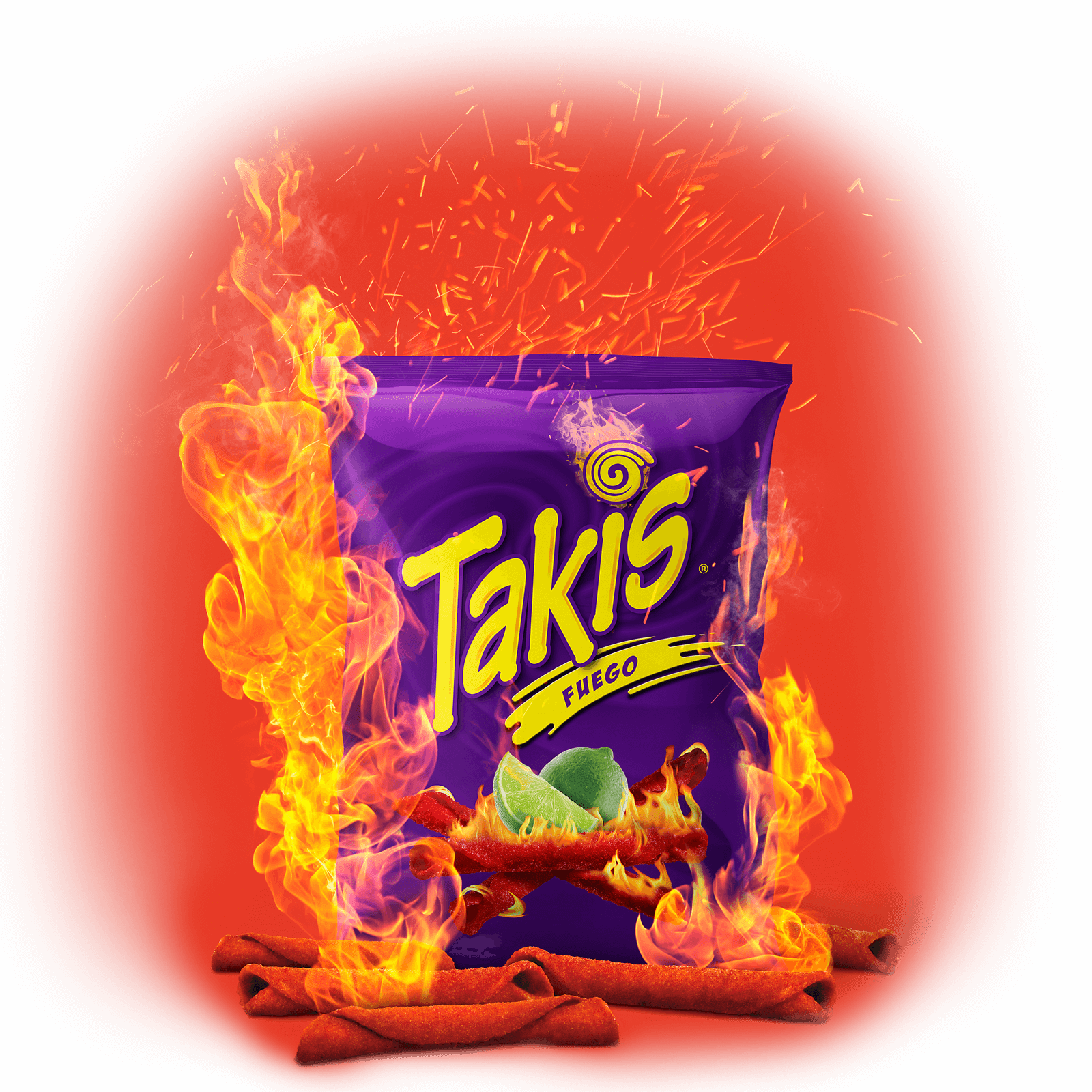 Takis Fuego Flaming Snack Promotion PNG