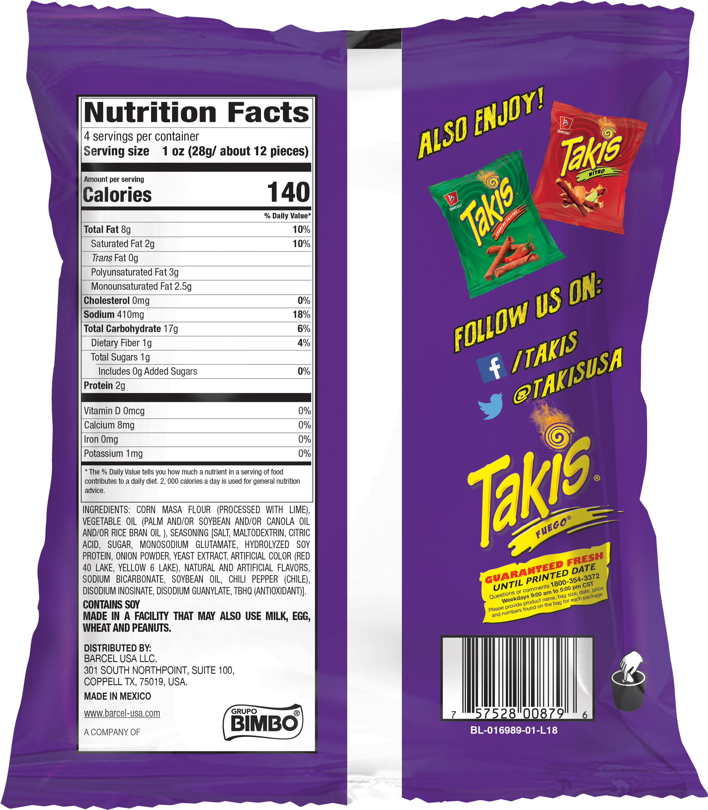 Takis Fuego Nutrition Labeland Social Media PNG