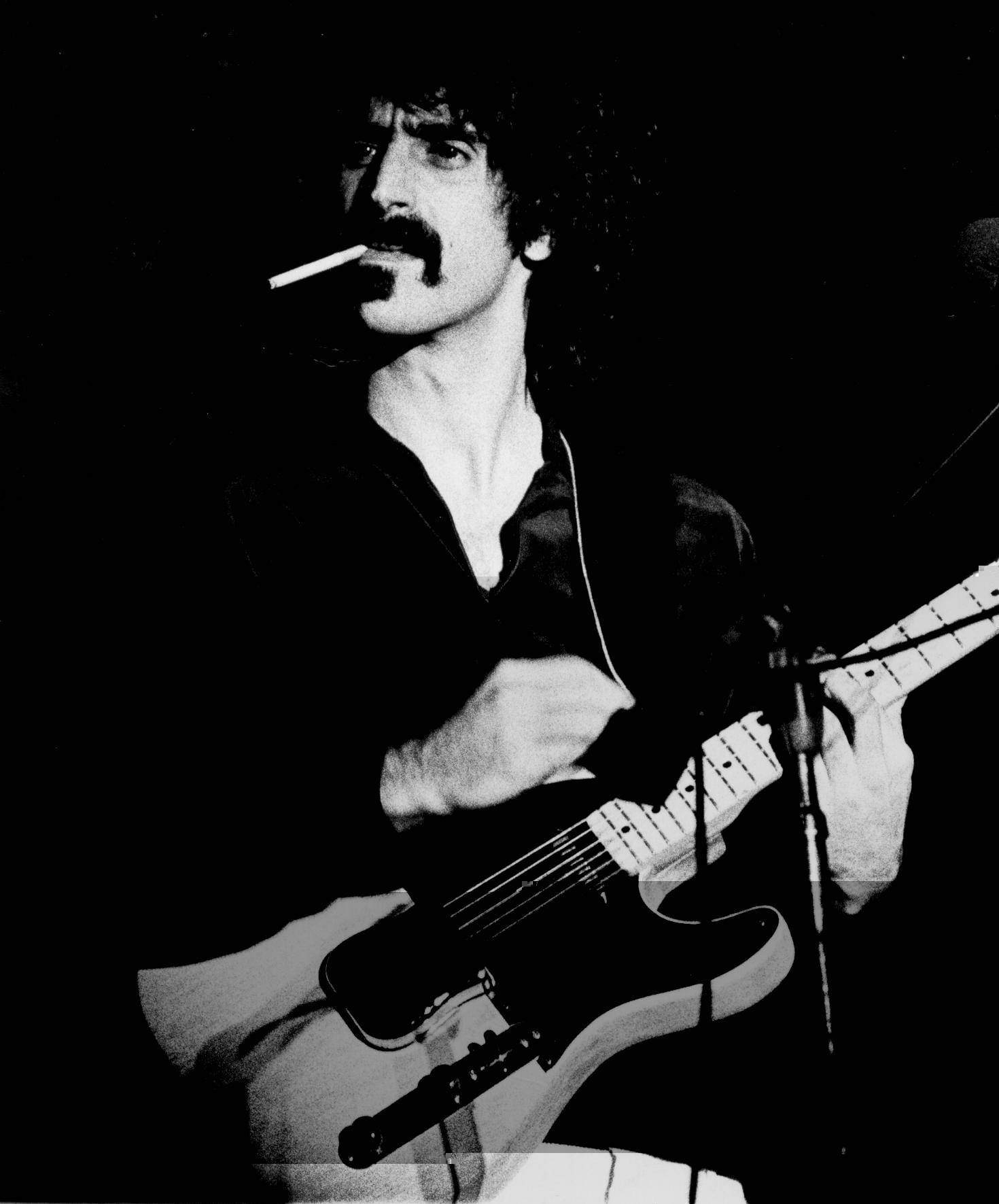 The iconic musician Frank Zappa rocking on stage Wallpaper