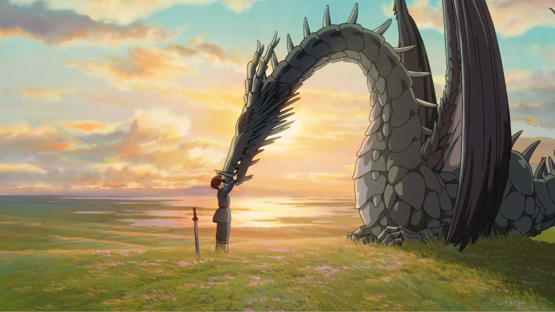 Ged and Arren traveling the vast landscapes in Tales from Earthsea Wallpaper