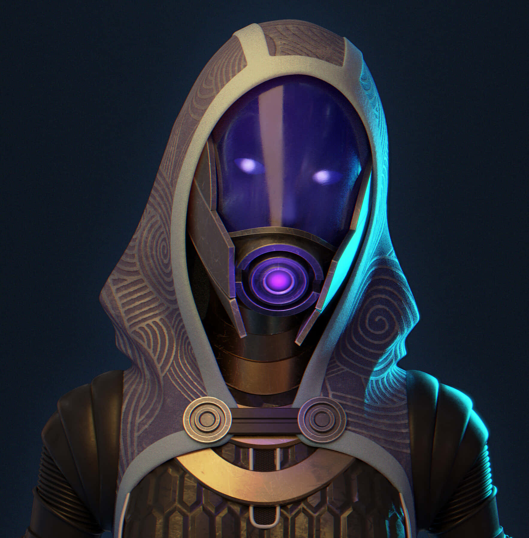 Tali'zorah in her iconic suit exploring the galaxy Wallpaper