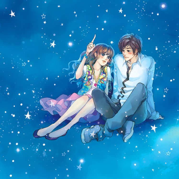 Download Talking Couple Sitting In Sky Romance Anime Wallpaper |  