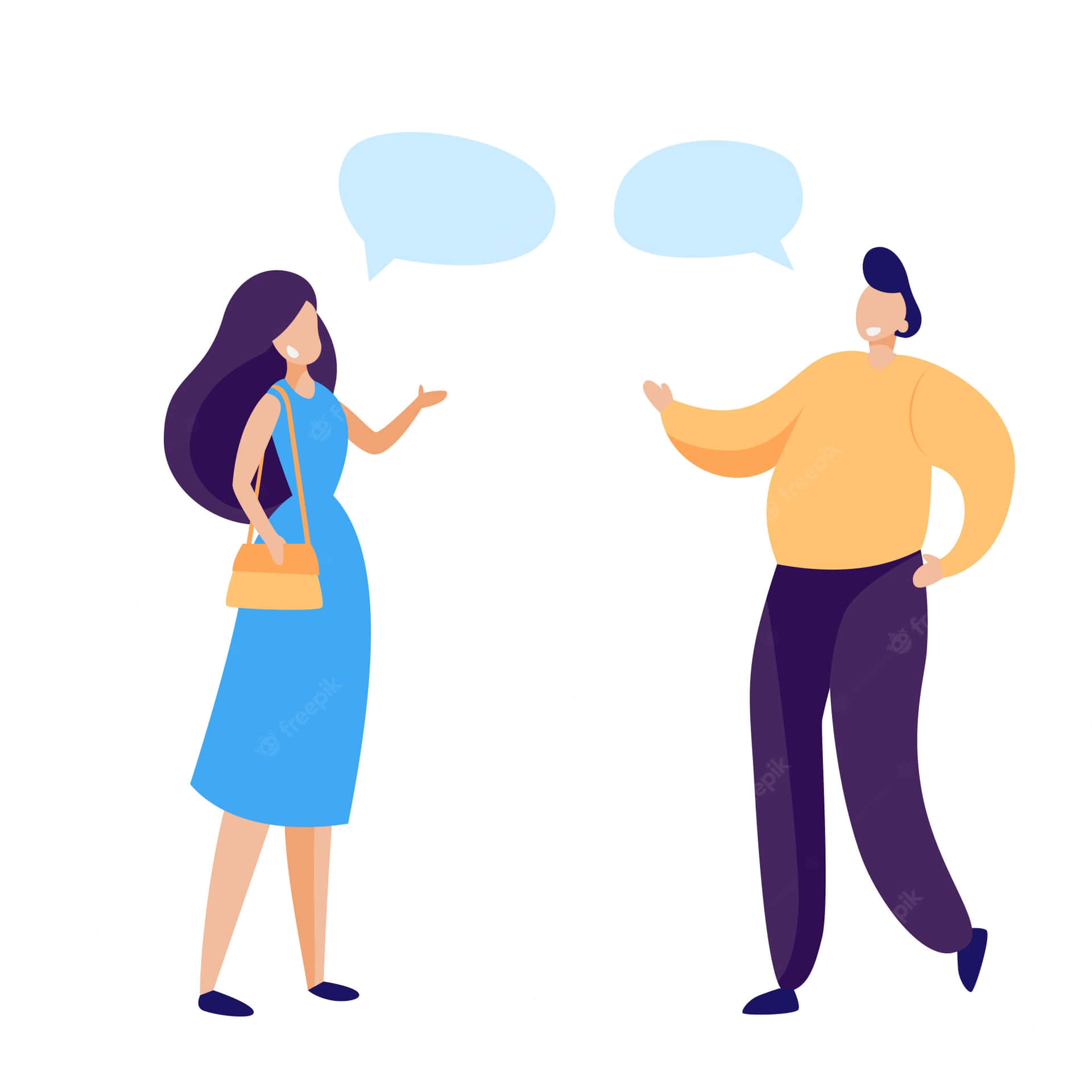 Two People Talking With Speech Bubbles